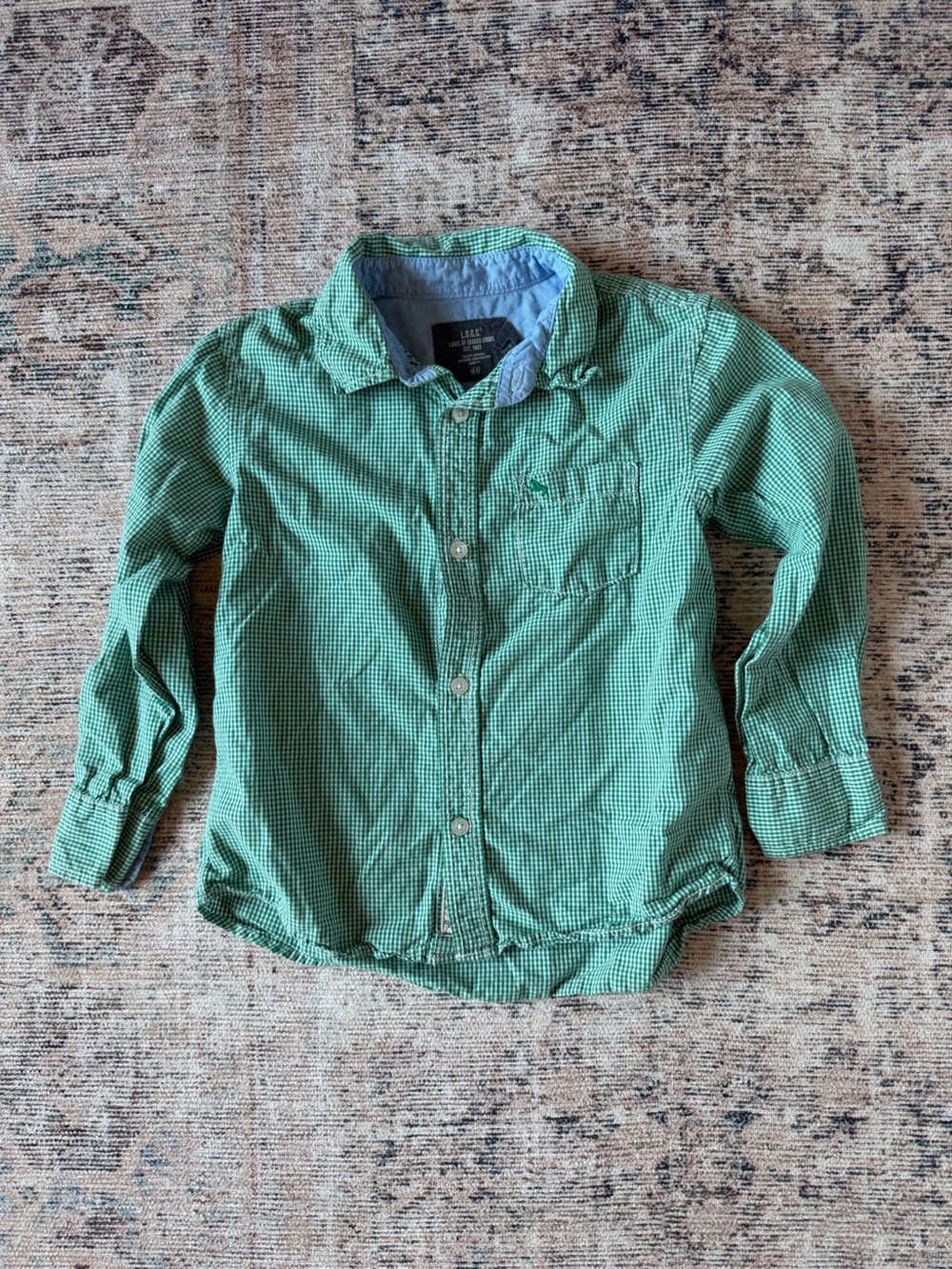 H&M Green Gingham Button-Down Shirt for Kids